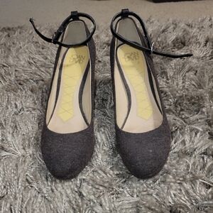 Joan & David Charcoal Ankle Strap Heels